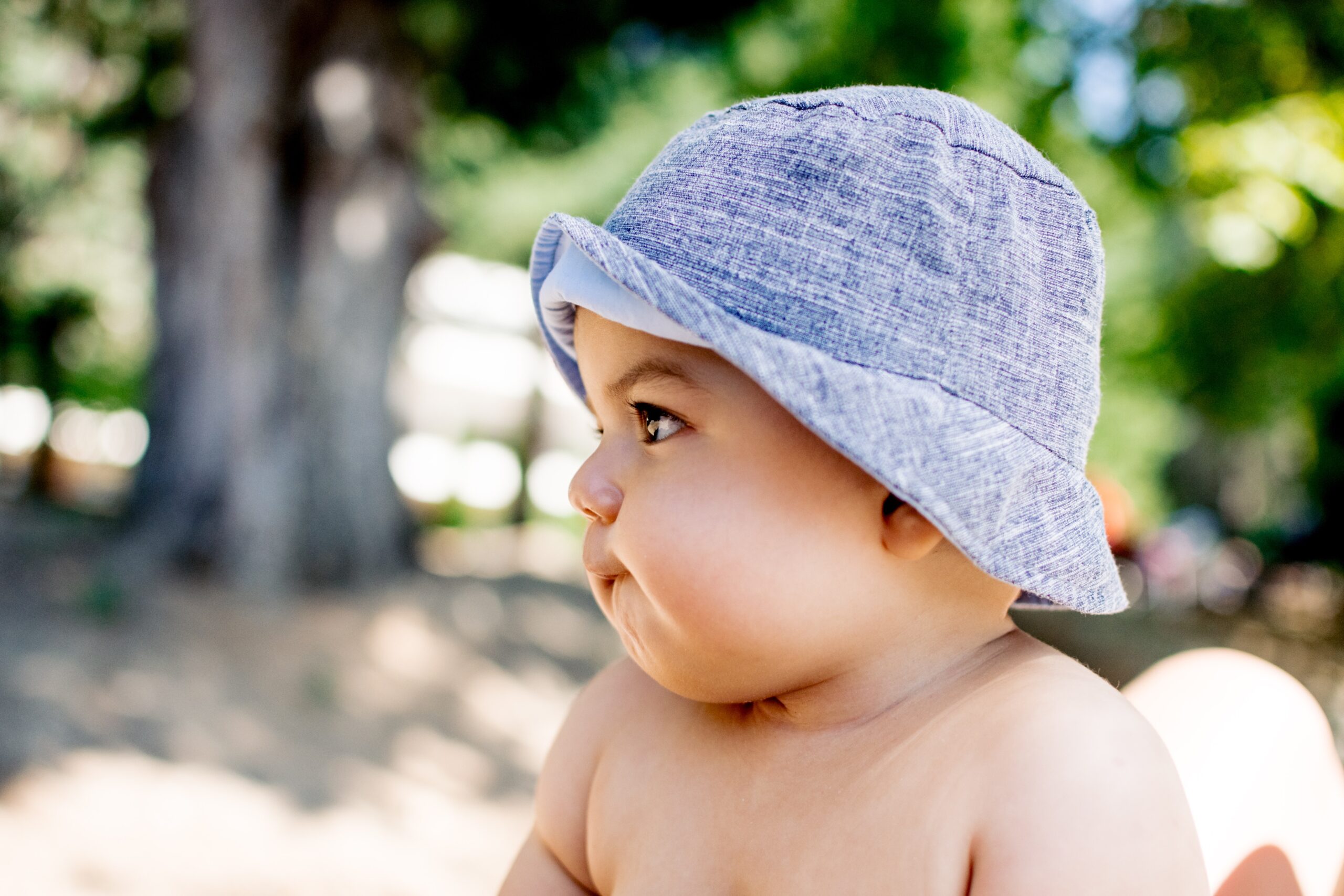 A baby wearing a hat