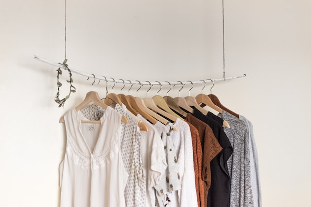 Clothing hanging on rack